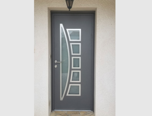 Porte entrée KLINE coloris gris sablé
