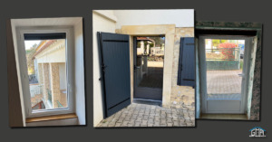 Porte-fenêtre en alu bicolore et volets en alu par GMA Fenêtres à Alès