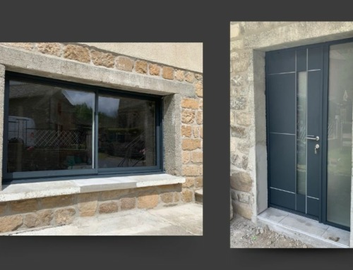 Porte d’entrée tiercée et fenêtre coulissante en alu