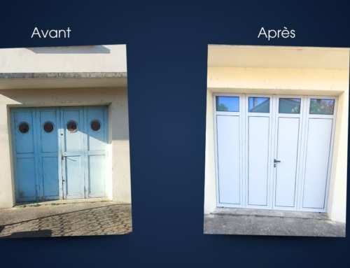 Porte de garage battante en aluminium isolée avec hublots et sécurité